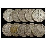(10) WALKING LIBERTY HALF DOLLARS