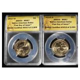 2017-D & 2019-D $1 NATIVE AMERICAN ANACS MS67 FDI
