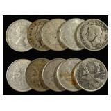 (10) 25C CANADIAN 80% SILVER
