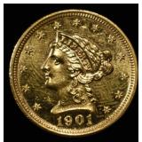 1901 $2.5 LIBERTY GOLD GEM BU PL