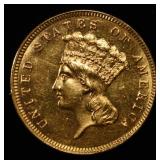 1887 $3 PRINCESS GOLD GEM BU