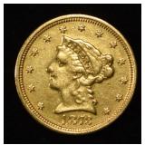 1873 $2.5 GOLD LIBERTY CLEANED