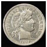1909-D BARBER DIME XF