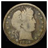 1896-S BARBER QUARTER VG