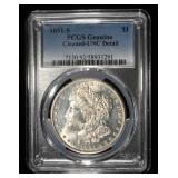 1881-S MORGAN DOLLAR PCGS GENUINE CLEANED-UNC
