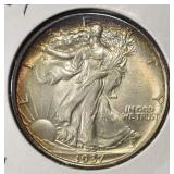 1937 WALKING LIBERTY HALF DOLLAR CH BU