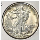 1920-D WALKING LIBERTY HALF DOLLAR BU
