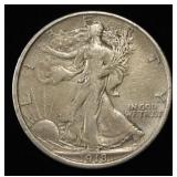 1918-D WALKING LIBERTY HALF DOLLAR AF/AU