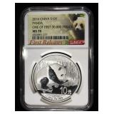 2016 CHINA$10Y 30G SILVER PANDA MS70 NGC