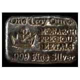 MONARCH PRECIOUS METALS 1 OZ .999 SILVER BAR