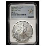 2024-W AMERICAN SILVER EAGLE NGC MS70 BURNISHED