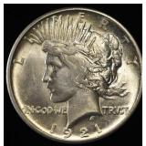 1921 PEACE DOLLAR CH/GEM BU