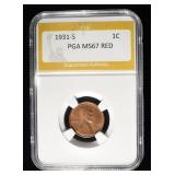 1931-S WHEAT CENT PGA SUPERB GEM BU RED