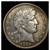 1906-O BARBER HALF DOLLAR AU