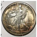 1917-D OBV WALKING LIBERTY HALF DOLLAR CH BU
