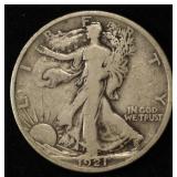 1921-S WALKING LIBERTY HALF DOLLAR FINE