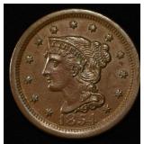1854 LARGE CENT BU