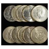 (10) 90% SILVER KENNEDY HALF DOLLARS