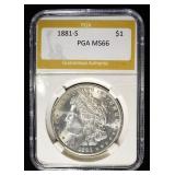 1881-S MORGAN DOLLAR PGA SUPERB GEM BU
