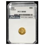 1854 $1 GOLD TYPE2 PCI CH BU