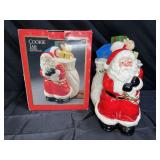 Vtg Ceramic Santa Claus & Toy Bag Cookie Jar