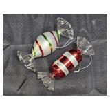 2 Glass Wrapped Candy Ornaments