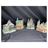 4 Piece 2004 Porcelain Christmas Village