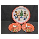 Vintage Snoopy Holidays Plates and Small Tray