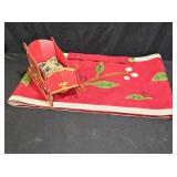 Red Wool Christmas Table Runner & Foldable Sleigh