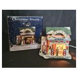 Vintage Lighted Christmas Streets Gas Station