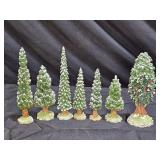 Dept 56 6-pc Snowy Evergreens &Village Holly Tree