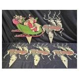 Vintage Santa & Reindeer Christmas Lawn Ornaments