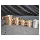 4 Copper Clad Measuring Cups + 1 Shot Measure