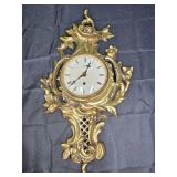 Vtg Smiths Art Deco Ornate Solid Brass Wall Clock