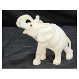 Carved Natural White Stone Elephant