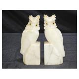 Vintage Pair Italian Carved Alabaster Owl Bookends