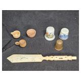 VTG Thimbles, Carved Dip Pen/Letter Opener, & more
