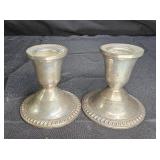 Pair of Sterling Silver Weighted Candle Holders