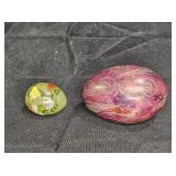 Handpainted Prehnite Egg & Etched Purple Agate Egg