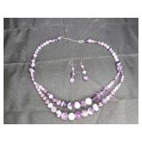 Double Strand Graduated Amethyst Bead Necklace Set