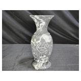 Black, White, & Gray Marble Vase with Etching