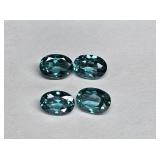 4 Blue-Green Aquamarine Oval Cut Loose Gemstones