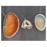 Slices of Carnelian & Agate w/ an Agate Pendant