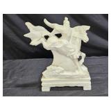 Vtg Carved Natural White Marble Chinese General