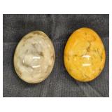 2 Polished Stone Eggs - Yellow Jasper & Quartz