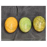 3 Polished Agate Stone Eggs