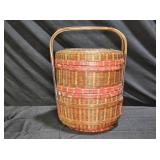 Vintage 2-Tier Cbinese Woven Sewing Basket