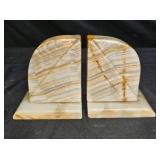 Pair of Hand Carved Polished Green Onyx Book Ends