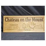 "Chateau on the Mount" Rectangle Carved Wood Sign