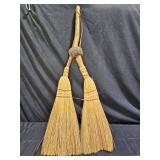 Vtg Hand Made Rustic Double Headed Broom